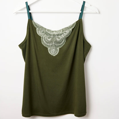 The Calm Clara Cami, a Dark Olive modal cowl-neck cami, product photo 1 of 6