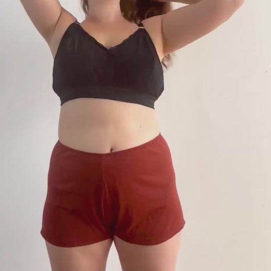 Cosy Charlotte shorts in Spiced Terracotta modal, video